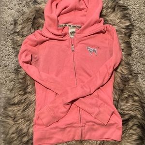 Victoria’s Secret PINK ◦ hot pink holographic bling full zip size XS